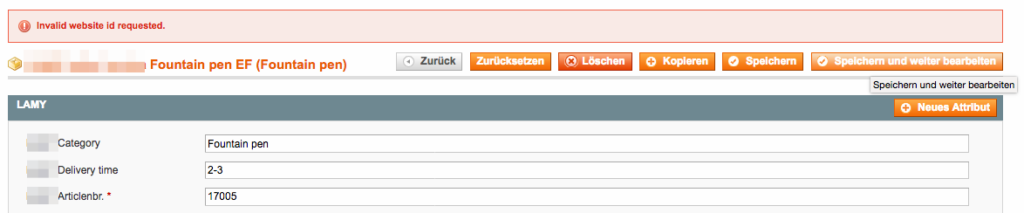 Invalid website id requested